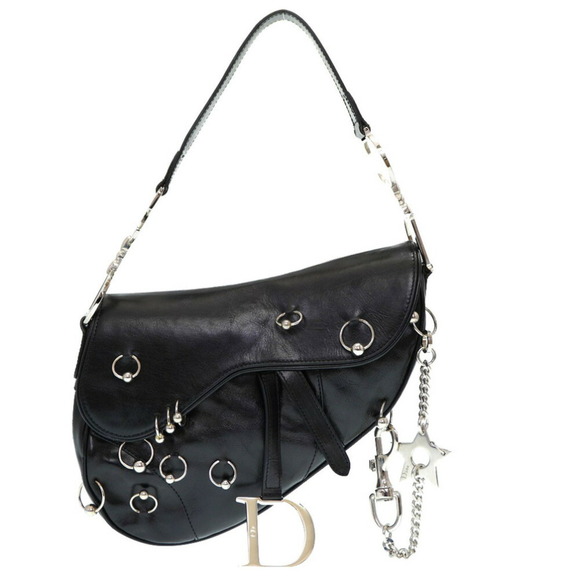 Dior Bags Christian Dior Saddlebag Hardcore Leather Handbag Black